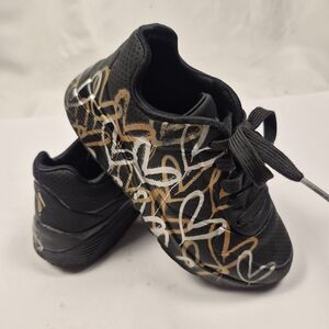 Skechers Kids JGoldcrown Street Uno Lite Metallic Hearts Sneakers Size 12.5